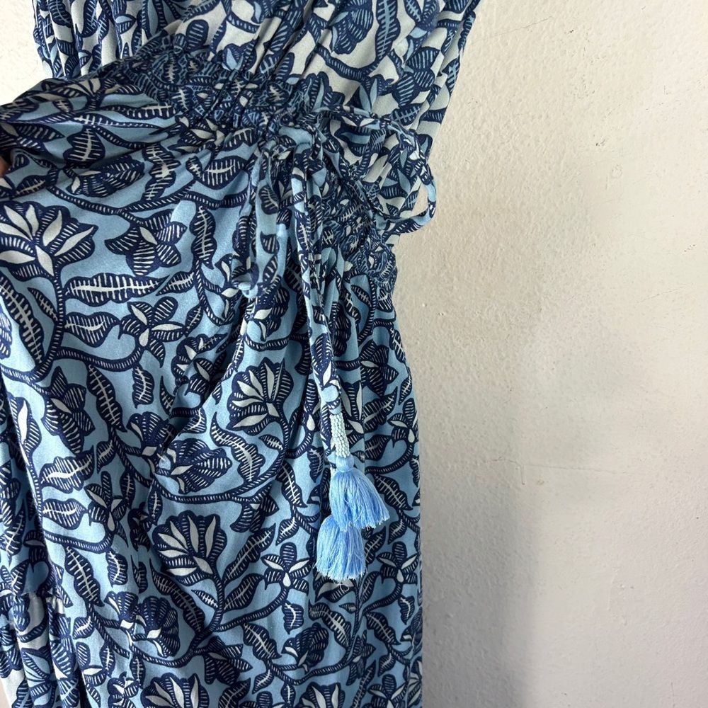 Omika ladies midi maxi dress large blue white peasant cottagecore corpcore day - Picture 7 of 16